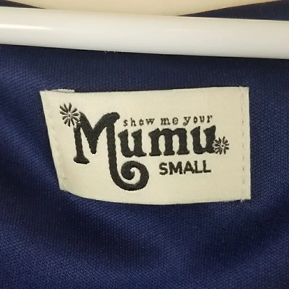 Show Me Your Mumu Navy Birdie Ruffle Cold Shoulder Dress